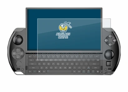 Immagine del dispositivo GPD Win 4 con un'ampia varietà di protezioni per lo schermo.