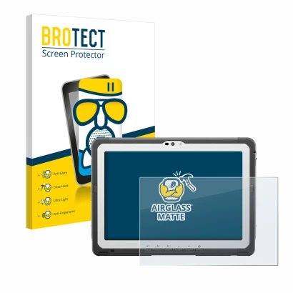 Parte frontale di una confezione del prodotto con il logo del marchio BROTECT. Accanto è raffigurato il dispositivo Panasonic 