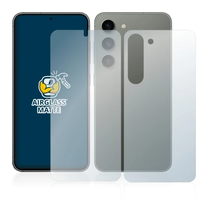 Immagine del dispositivo Samsung Galaxy S23 (Fronte+Retro) con un'ampia varietà di protezioni per lo schermo.