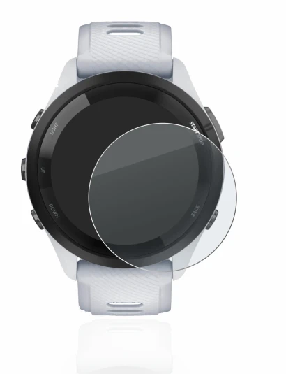 Immagine del dispositivo Garmin Forerunner 265 (46 mm) con un'ampia varietà di protezioni per lo schermo.