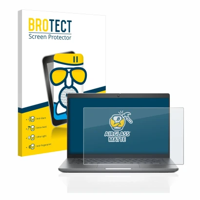 Parte frontale di una confezione del prodotto con il logo del marchio BROTECT. Accanto è raffigurato il dispositivo Dell Latit