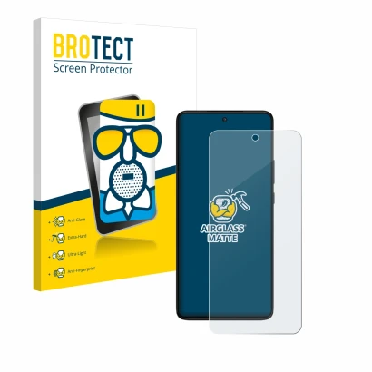 Parte frontale di una confezione del prodotto con il logo del marchio BROTECT. Accanto è raffigurato il dispositivo Motorola M