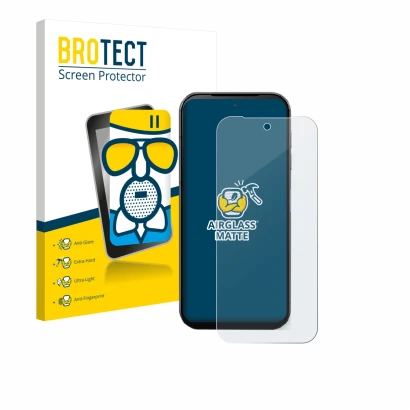 Parte frontale di una confezione del prodotto con il logo del marchio BROTECT. Accanto è raffigurato il dispositivo Fairphone