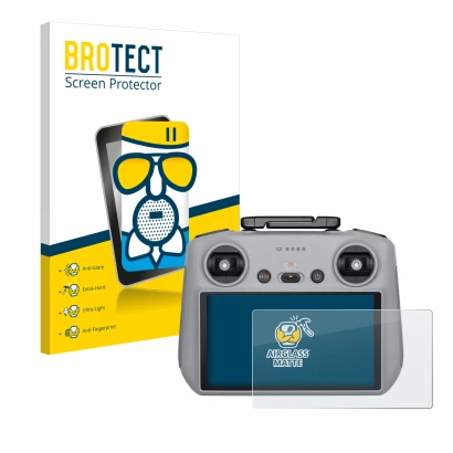 Parte frontale di una confezione del prodotto con il logo del marchio BROTECT. Accanto è raffigurato il dispositivo DJI RC 2 c