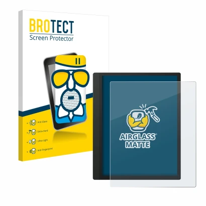 Parte frontale di una confezione del prodotto con il logo del marchio BROTECT. Accanto è raffigurato il dispositivo Boox Tab U