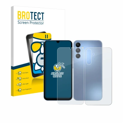 Parte frontale di una confezione del prodotto con il logo del marchio BROTECT. Accanto è raffigurato il dispositivo Samsung Ga