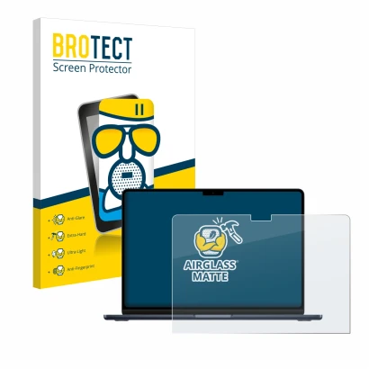 Parte frontale di una confezione del prodotto con il logo del marchio BROTECT. Accanto è raffigurato il dispositivo Apple MacB