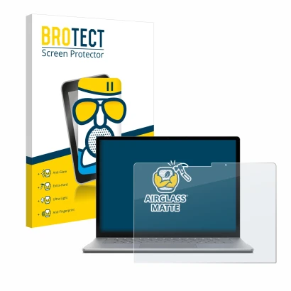 Parte frontale di una confezione del prodotto con il logo del marchio BROTECT. Accanto è raffigurato il dispositivo Microsoft 