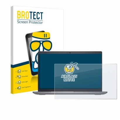 Parte frontale di una confezione del prodotto con il logo del marchio BROTECT. Accanto è raffigurato il dispositivo Dell Latit