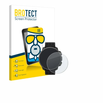 Parte frontale di una confezione del prodotto con il logo del marchio BROTECT. Accanto è raffigurato il dispositivo Suunto Ver