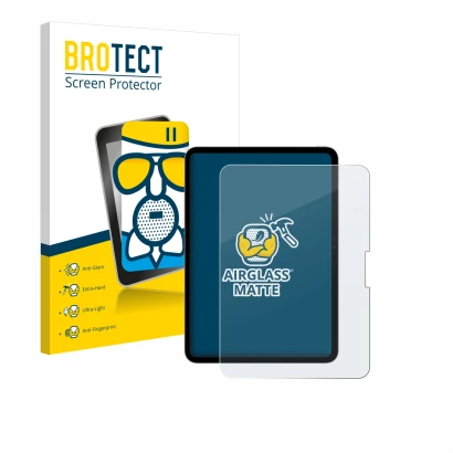 Parte frontale di una confezione del prodotto con il logo del marchio BROTECT. Accanto è raffigurato il dispositivo Apple iPad