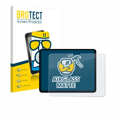 Parte frontale di una confezione del prodotto con il logo del marchio BROTECT. Accanto è raffigurato il dispositivo Apple iPad