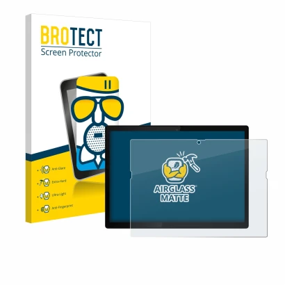 Parte frontale di una confezione del prodotto con il logo del marchio BROTECT. Accanto è raffigurato il dispositivo Lenovo Thi