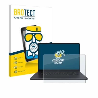 Parte frontale di una confezione del prodotto con il logo del marchio BROTECT. Accanto è raffigurato il dispositivo ASUS ProAr