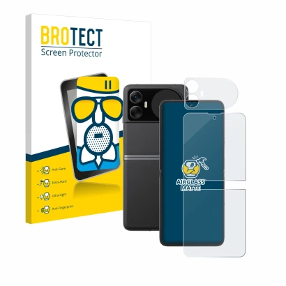 Parte frontale di una confezione del prodotto con il logo del marchio BROTECT. Accanto è raffigurato il dispositivo Blackview 