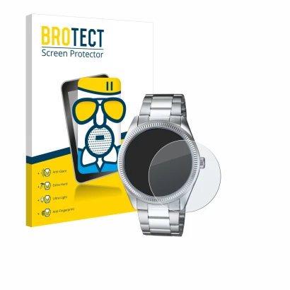 Parte frontale di una confezione del prodotto con il logo del marchio BROTECT. Accanto è raffigurato il dispositivo Casio MTP-