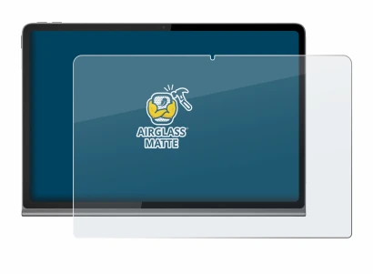 Immagine del dispositivo Lenovo Tab Plus con un'ampia varietà di protezioni per lo schermo.