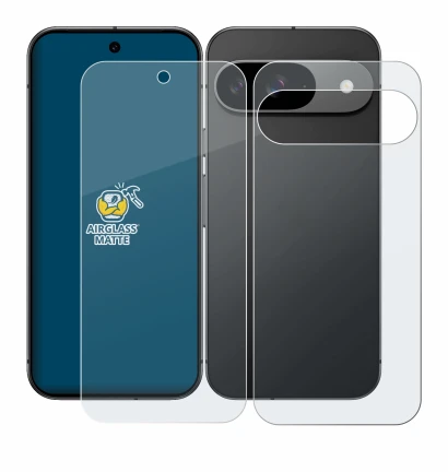 Immagine del dispositivo Google Pixel 9 (Fronte+Retro) con un'ampia varietà di protezioni per lo schermo.