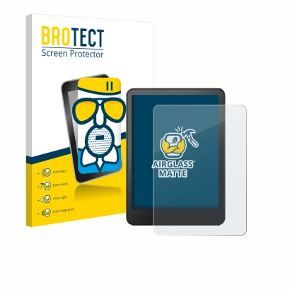 Parte frontale di una confezione del prodotto con il logo del marchio BROTECT. Accanto è raffigurato il dispositivo Amazon Kin