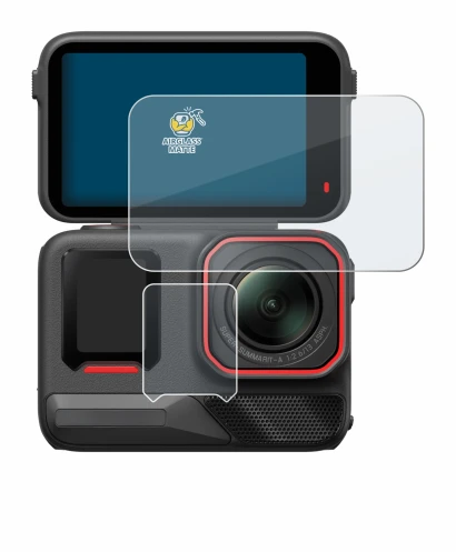 Immagine del dispositivo Insta360 Ace Pro 2 con un'ampia varietà di protezioni per lo schermo.