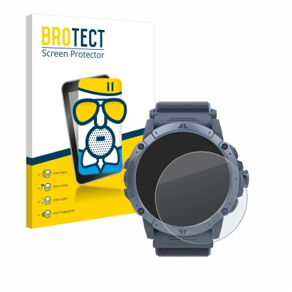 Parte frontale di una confezione del prodotto con il logo del marchio BROTECT. Accanto è raffigurato il dispositivo Coros Vert