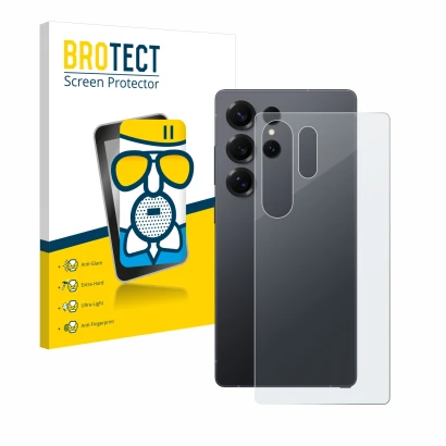 Parte frontale di una confezione del prodotto con il logo del marchio BROTECT. Accanto è raffigurato il dispositivo Samsung Ga