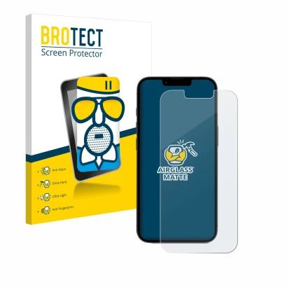 Parte frontale di una confezione del prodotto con il logo del marchio BROTECT. Accanto è raffigurato il dispositivo Apple iPho