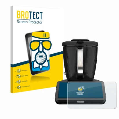 Parte frontale di una confezione del prodotto con il logo del marchio BROTECT. Accanto è raffigurato il dispositivo Vorwerk Th