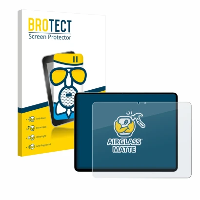 Parte frontale di una confezione del prodotto con il logo del marchio BROTECT. Accanto è raffigurato il dispositivo Apple iPad