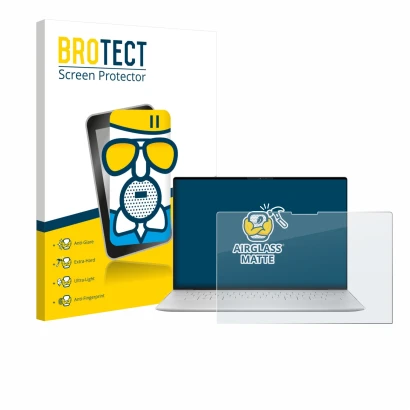 Parte frontale di una confezione del prodotto con il logo del marchio BROTECT. Accanto è raffigurato il dispositivo Dell XPS 1