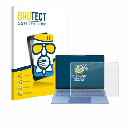 Parte frontale di una confezione del prodotto con il logo del marchio BROTECT. Accanto è raffigurato il dispositivo Microsoft 