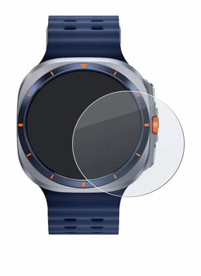 Immagine del dispositivo Samsung Galaxy Watch Ultra 2 (47 mm) con un'ampia varietà di protezioni per lo schermo.