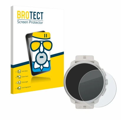 Parte frontale di una confezione del prodotto con il logo del marchio BROTECT. Accanto è raffigurato il dispositivo Suunto Rac