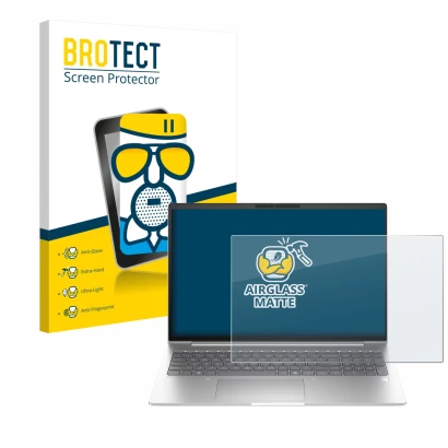 Parte frontale di una confezione del prodotto con il logo del marchio BROTECT. Accanto è raffigurato il dispositivo HP EliteBo