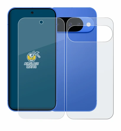 Immagine del dispositivo Google Pixel 10 (Fronte+Retro) con un'ampia varietà di protezioni per lo schermo.