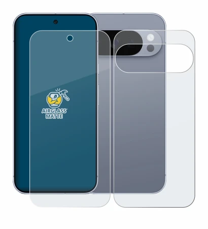 Immagine del dispositivo Google Pixel 10 Pro (Fronte+Retro) con un'ampia varietà di protezioni per lo schermo.