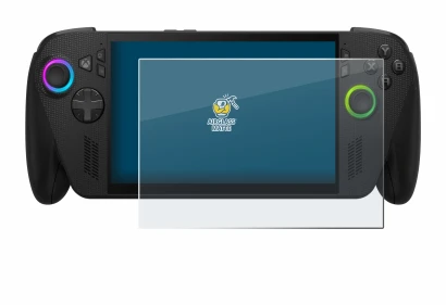 Immagine del dispositivo ASUS ROG Ally X 2025 con un'ampia varietà di protezioni per lo schermo.