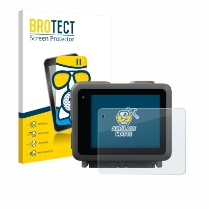 Parte frontale di una confezione del prodotto con il logo del marchio BROTECT. Accanto è raffigurato il dispositivo GoPro Lit 