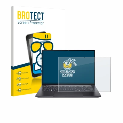 Parte frontale di una confezione del prodotto con il logo del marchio BROTECT. Accanto è raffigurato il dispositivo Acer Swift