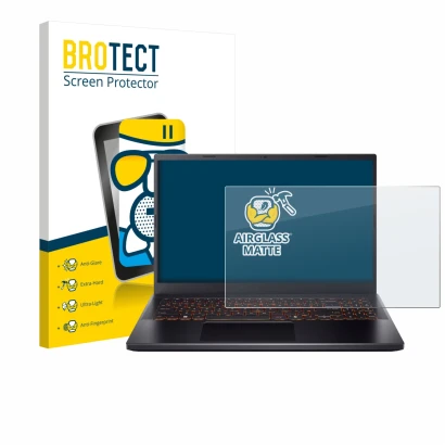 Parte frontale di una confezione del prodotto con il logo del marchio BROTECT. Accanto è raffigurato il dispositivo Acer Nitro