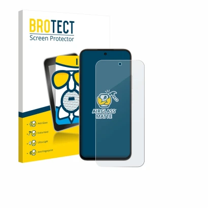 Parte frontale di una confezione del prodotto con il logo del marchio BROTECT. Accanto è raffigurato il dispositivo Oppo A6c c