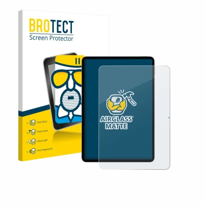 Parte frontale di una confezione del prodotto con il logo del marchio BROTECT. Accanto è raffigurato il dispositivo Xiaomi Pad