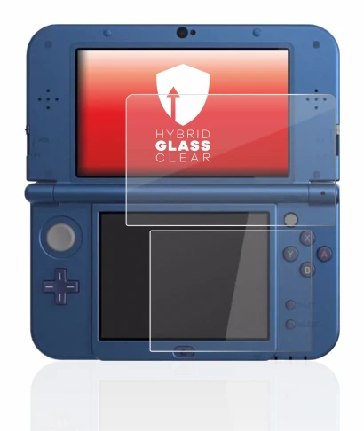 Immagine del dispositivo Nintendo New 3DS XL con un'ampia varietà di protezioni per lo schermo.