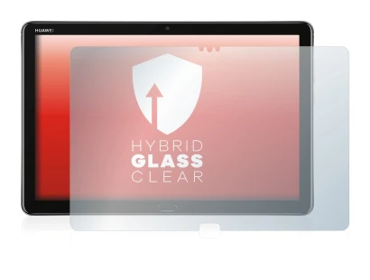 Immagine del dispositivo Huawei MediaPad M5 Lite 10.1" con un'ampia varietà di protezioni per lo schermo.