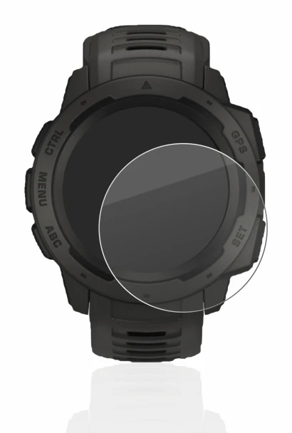 Immagine del dispositivo Garmin Instinct con un'ampia varietà di protezioni per lo schermo.