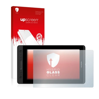 Parte frontale di una confezione del prodotto con il logo del marchio upscreen. Accanto è raffigurato il dispositivo Huion Kam