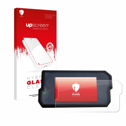 Parte frontale di una confezione del prodotto con il logo del marchio upscreen. Accanto è raffigurato il dispositivo KTM 125 /