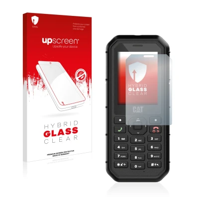 Parte frontale di una confezione del prodotto con il logo del marchio upscreen. Accanto è raffigurato il dispositivo Caterpill