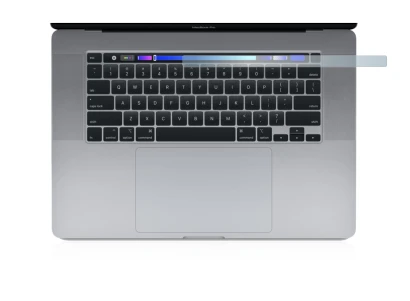 Immagine del dispositivo Apple MacBook Pro 16" 2019 (SOLO Touch Bar) con un'ampia varietà di protezioni per lo schermo.