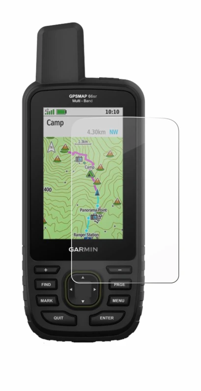 Immagine del dispositivo Garmin GPSMAP 66sr con un'ampia varietà di protezioni per lo schermo.